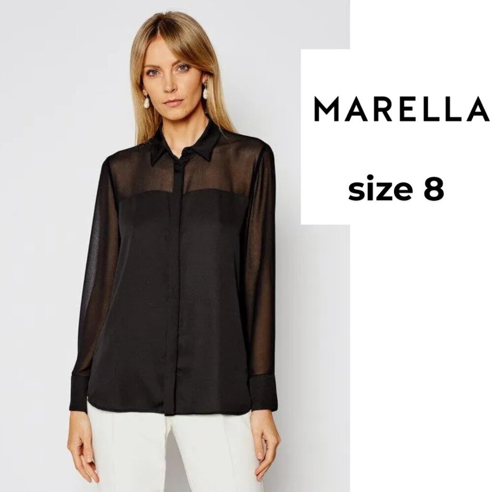 MARELLA Art. 365 Women's Black Blouse Straight Fit
